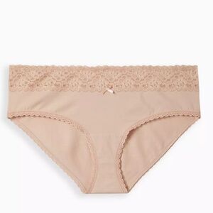 Torrid Curve Cotton Mid-rise Lace Trimmed Hipster Panty Sz Rose Dust Pink